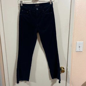 NWOT Mother Insider Crop Step Fray Pants Size 26 Hopscotch Navy Blue High Rise